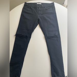 Zara Denim collection black pants with knee holes Sz 32